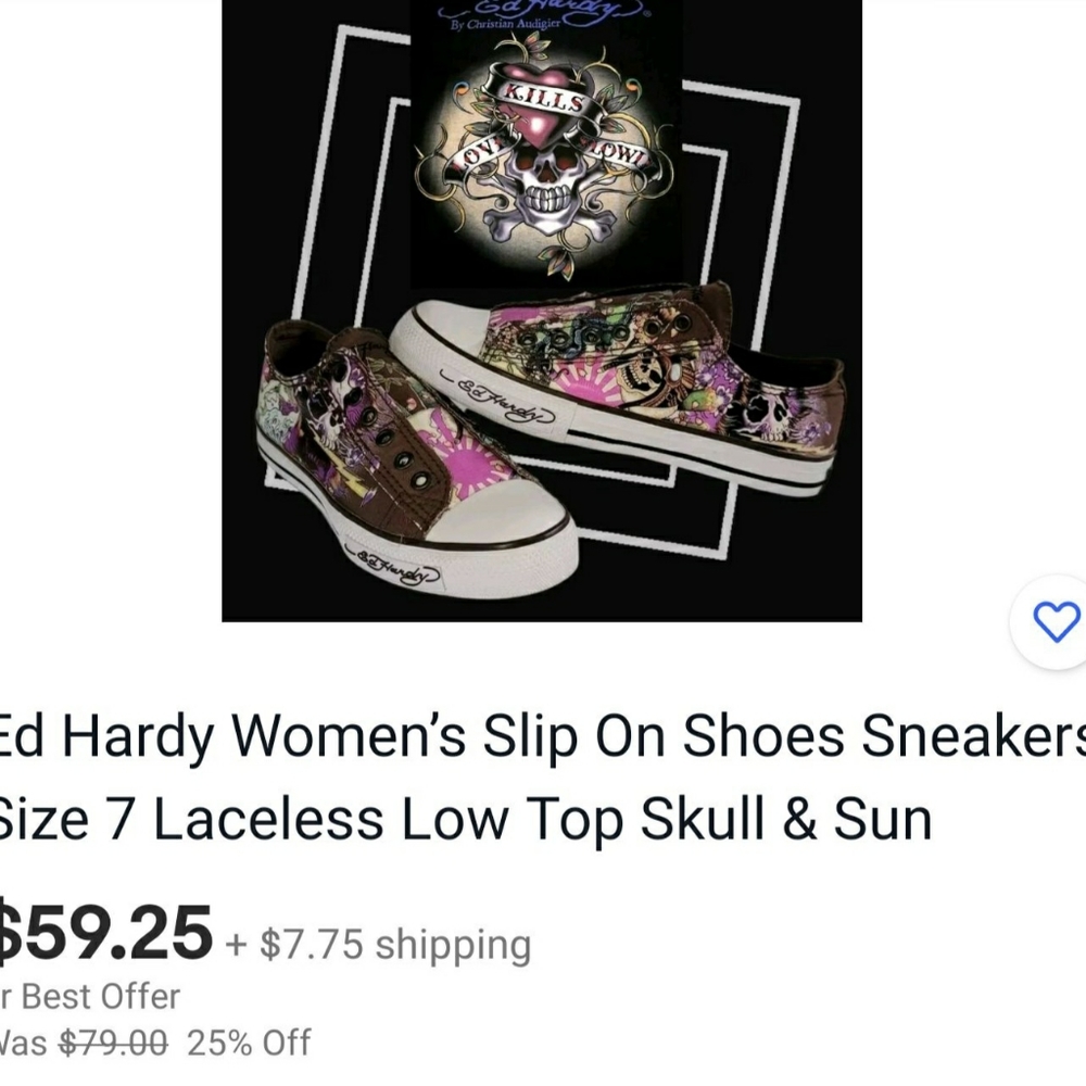 Ed Hardy Women’s Slip On Shoes Sneakers Size 7 Lac